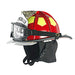 Bullard Traditional Fire Helmet with TrakLite Brass Eagle Goggles Red