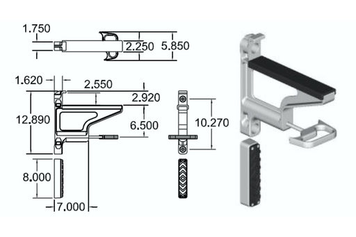 Cast Products FA0030-5 Ladder Bracket with Rubber Pads
