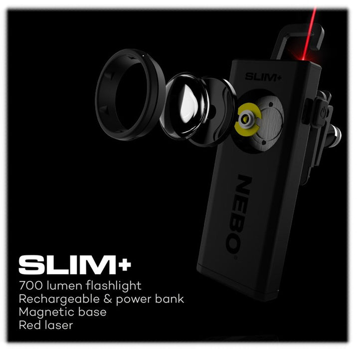Nebo Slim+ Pocket Light w/Laser Pointer & Power Bank Features